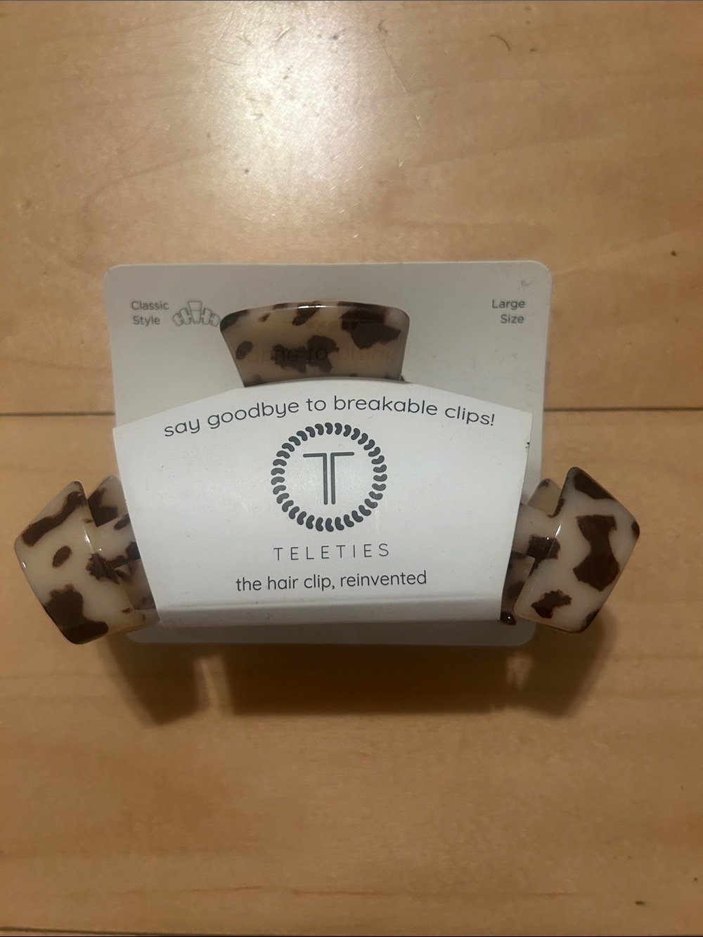 Teleties Large Tortoiseshell Hair Clip - Cream & Brown